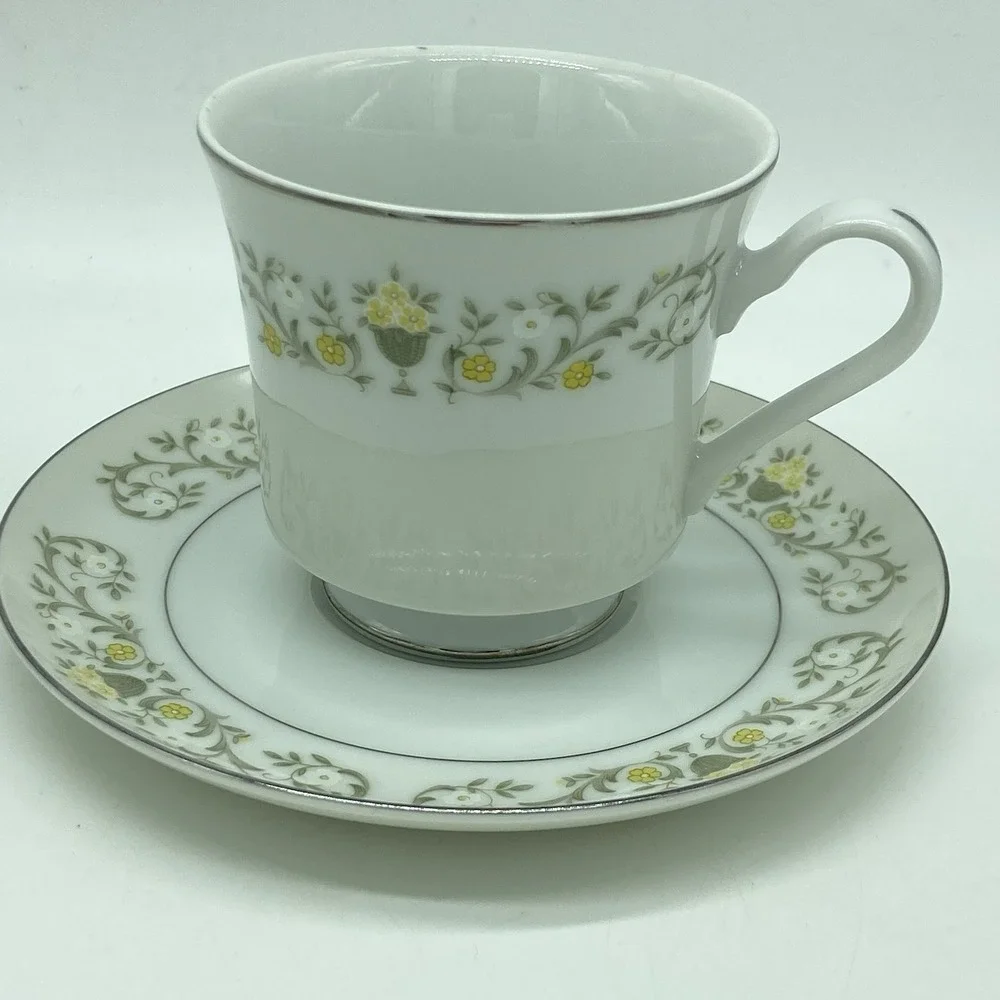 Sterling China Co. Florentine Cups & Saucers Set Of 3 Shabby Chic Cottagecore